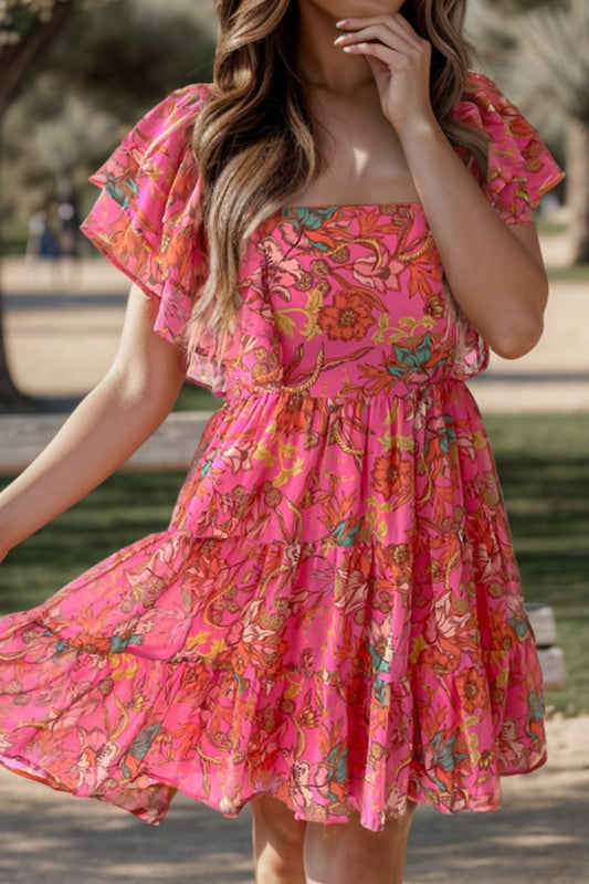 The Strawberry Ruffled Square Neck Dress