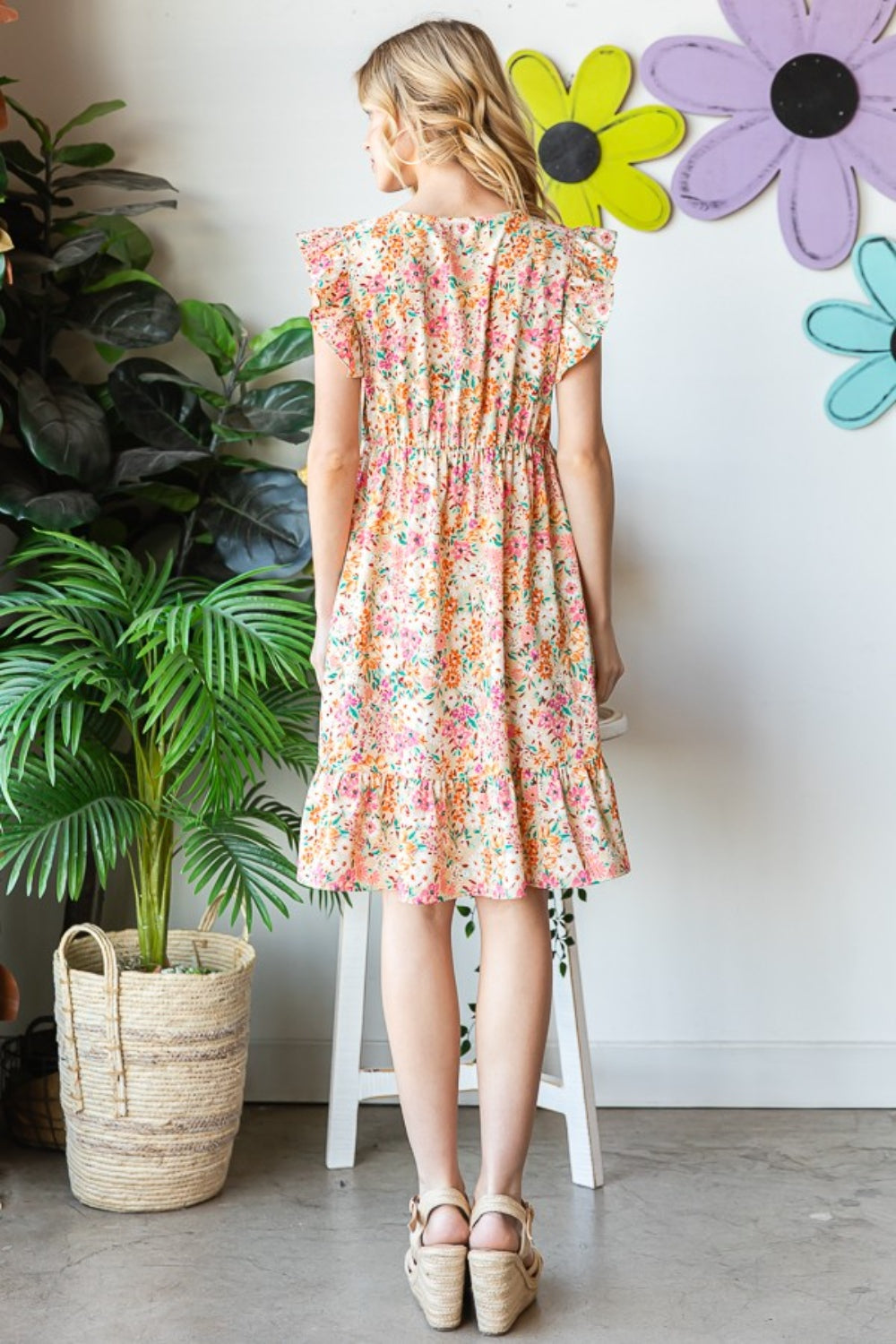 The Floral Ruffled V-Neck Dress