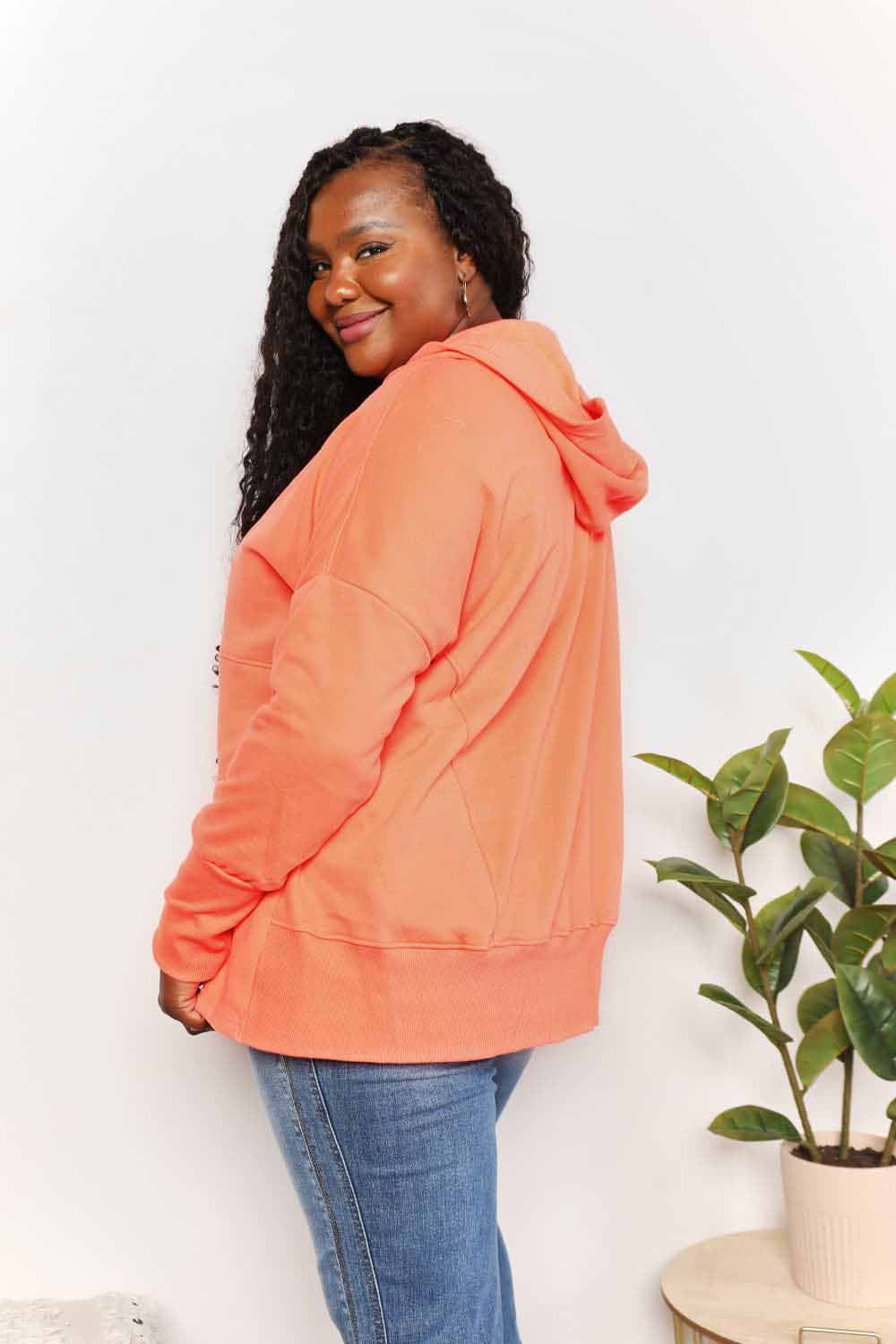 The Tangerine Quarter-Snap Dropped Shoulder Hoodie