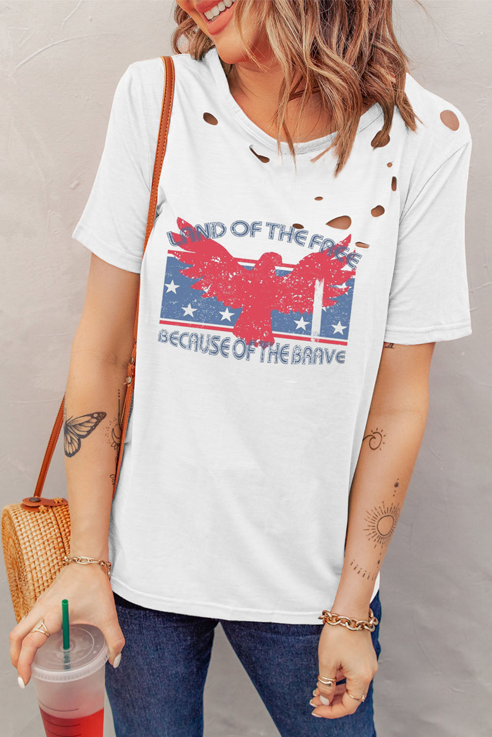 The Land of the Free Cutout Graphic T-Shirt