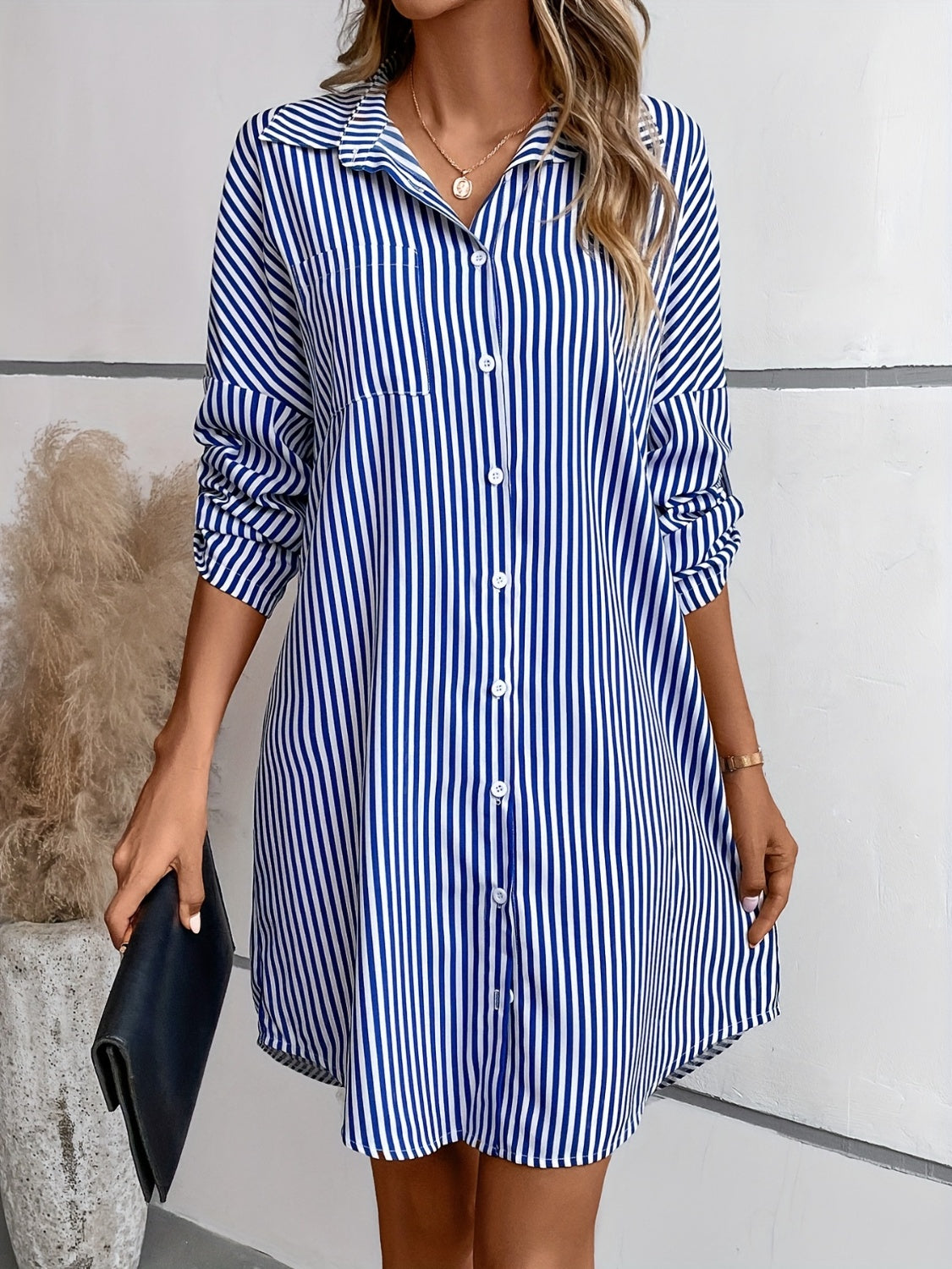 The Striped Mini Shirt Dress