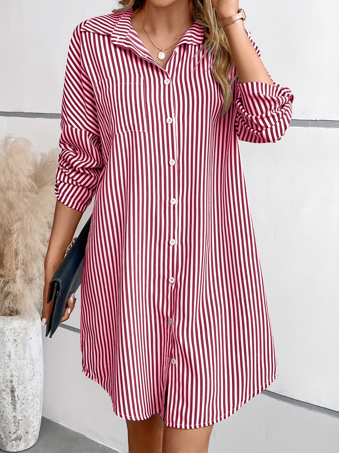 The Striped Mini Shirt Dress