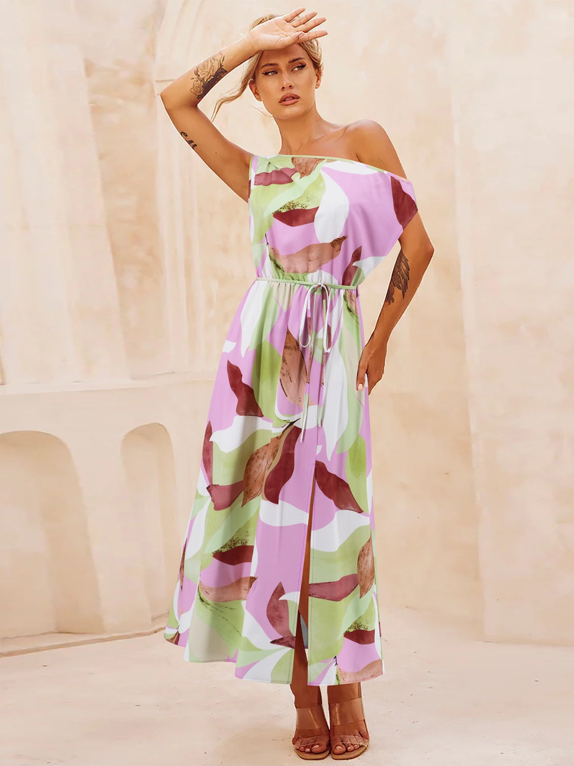 The Printed One Shoulder Dress