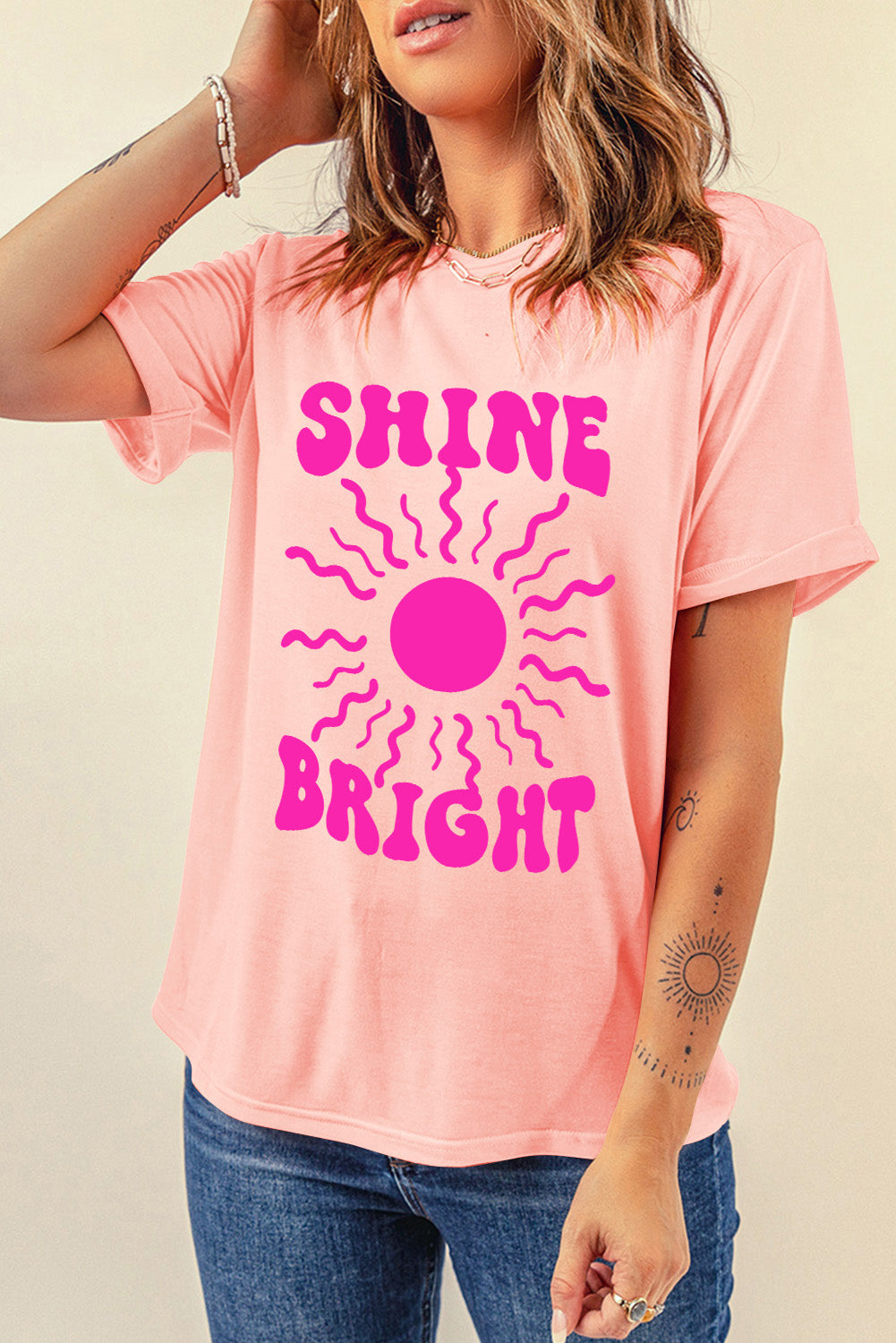 The SHINE BRIGHT Round Neck Short Sleeve T-Shirt