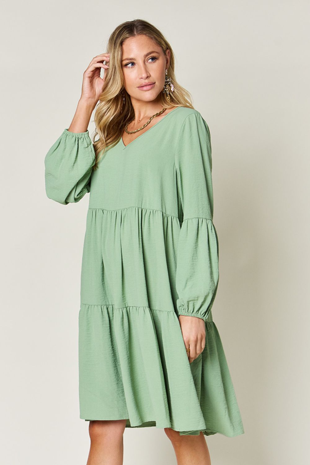 The Balloon Sleeve Tiered Dress