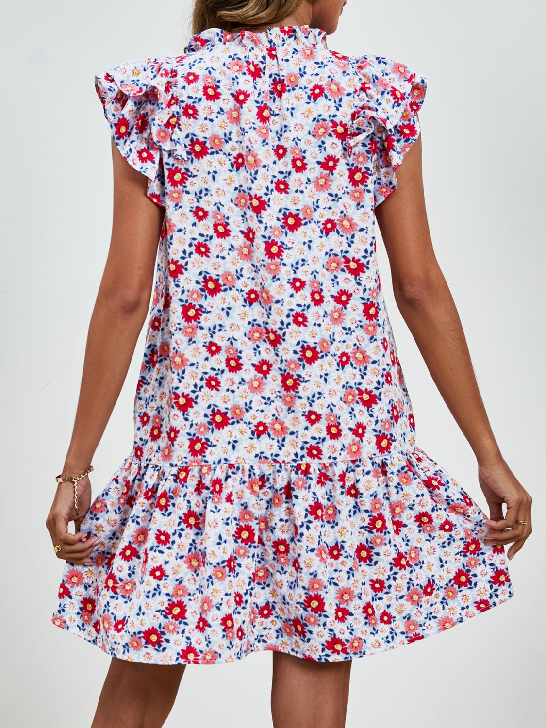 The Floral Cap Sleeve Mini Dress