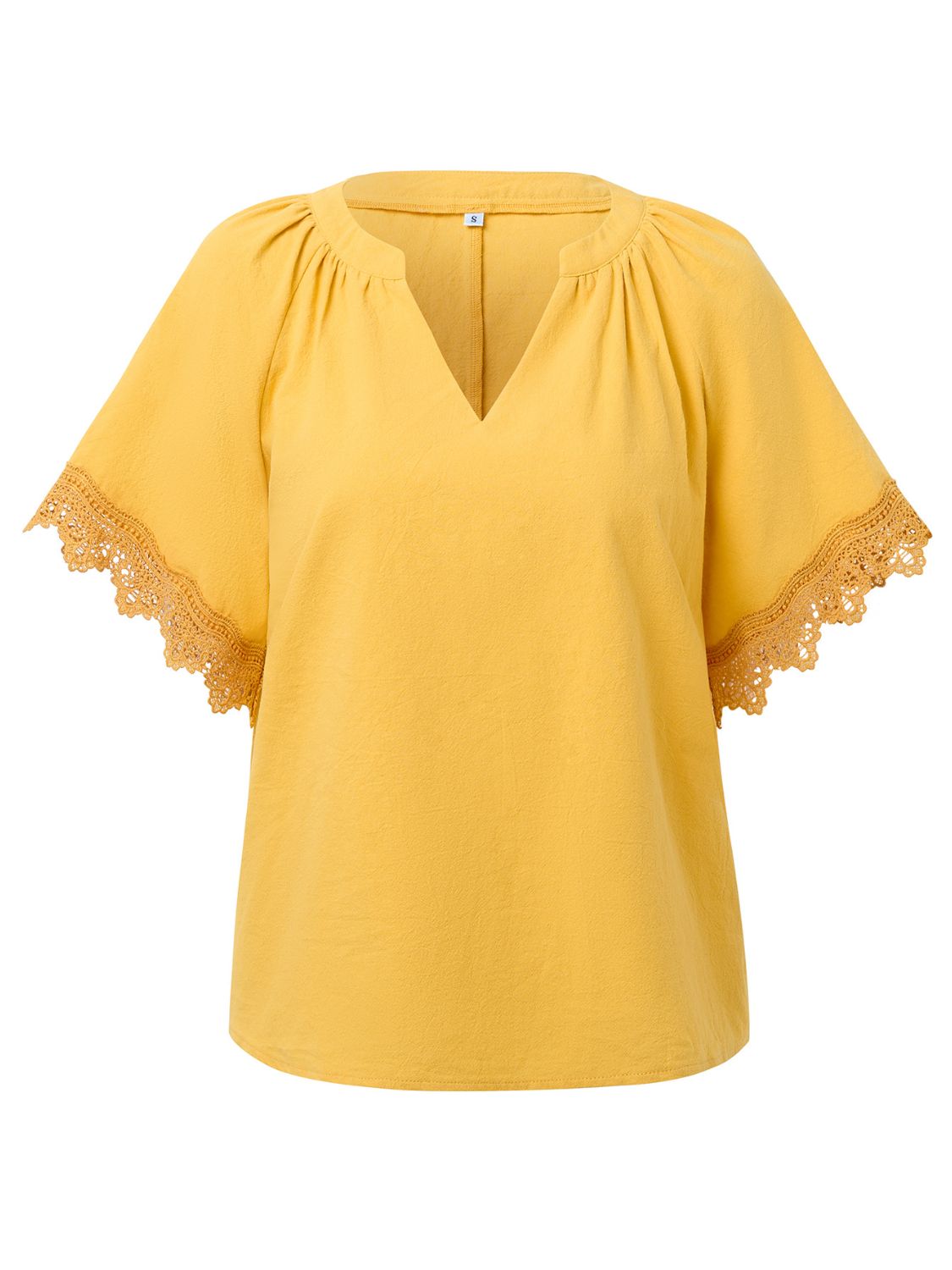 The Lace Detail Notched Blouse