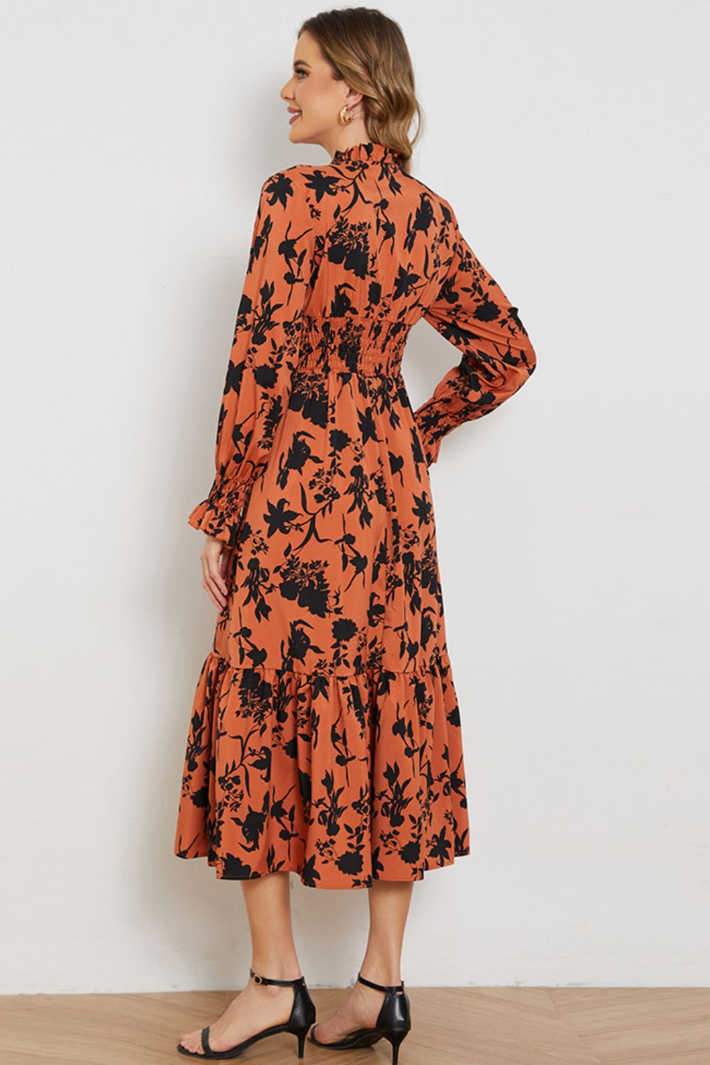 The Orange Flounce Sleeve Dress