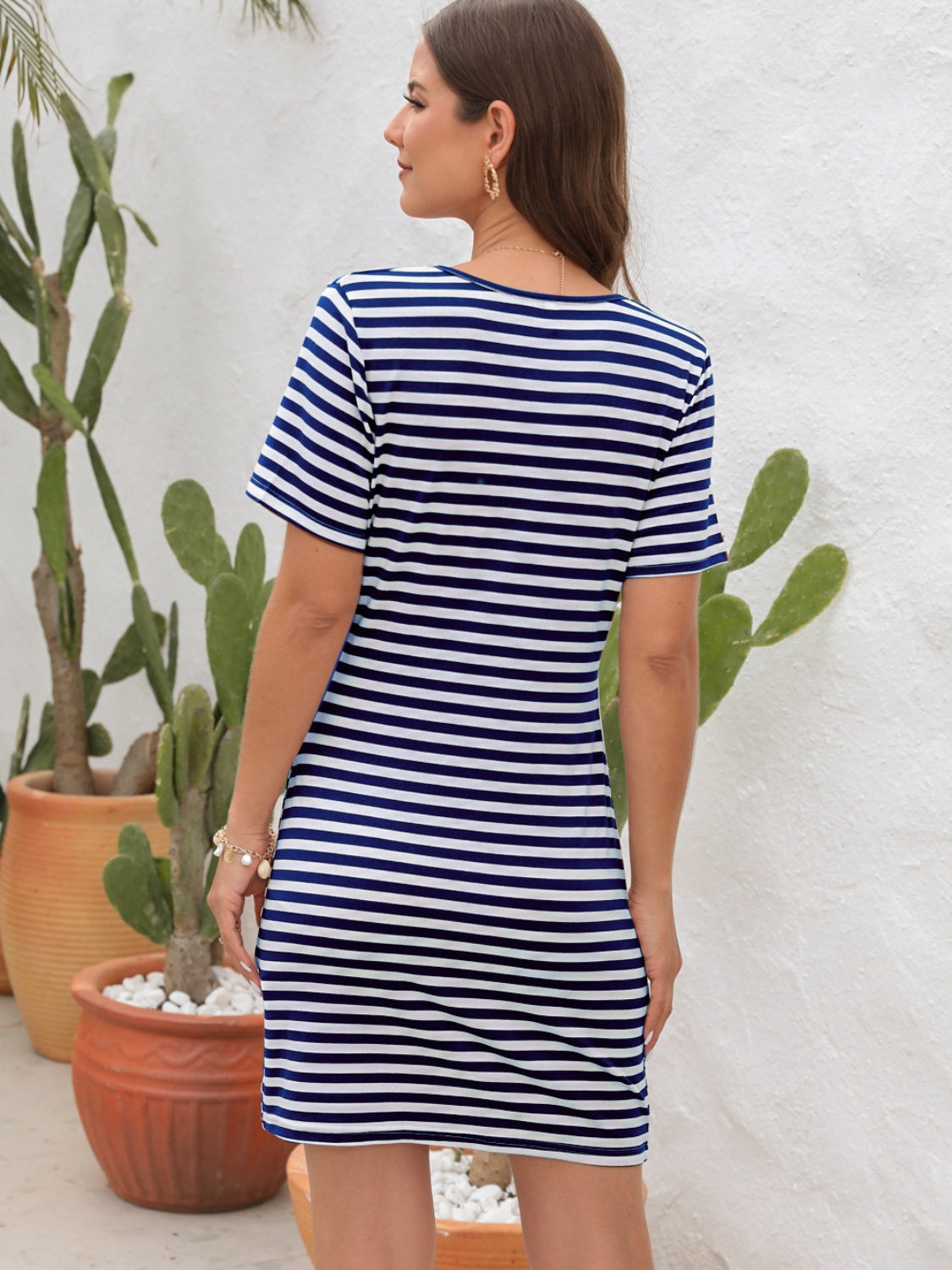 The Cutout Striped Round Neck Dress