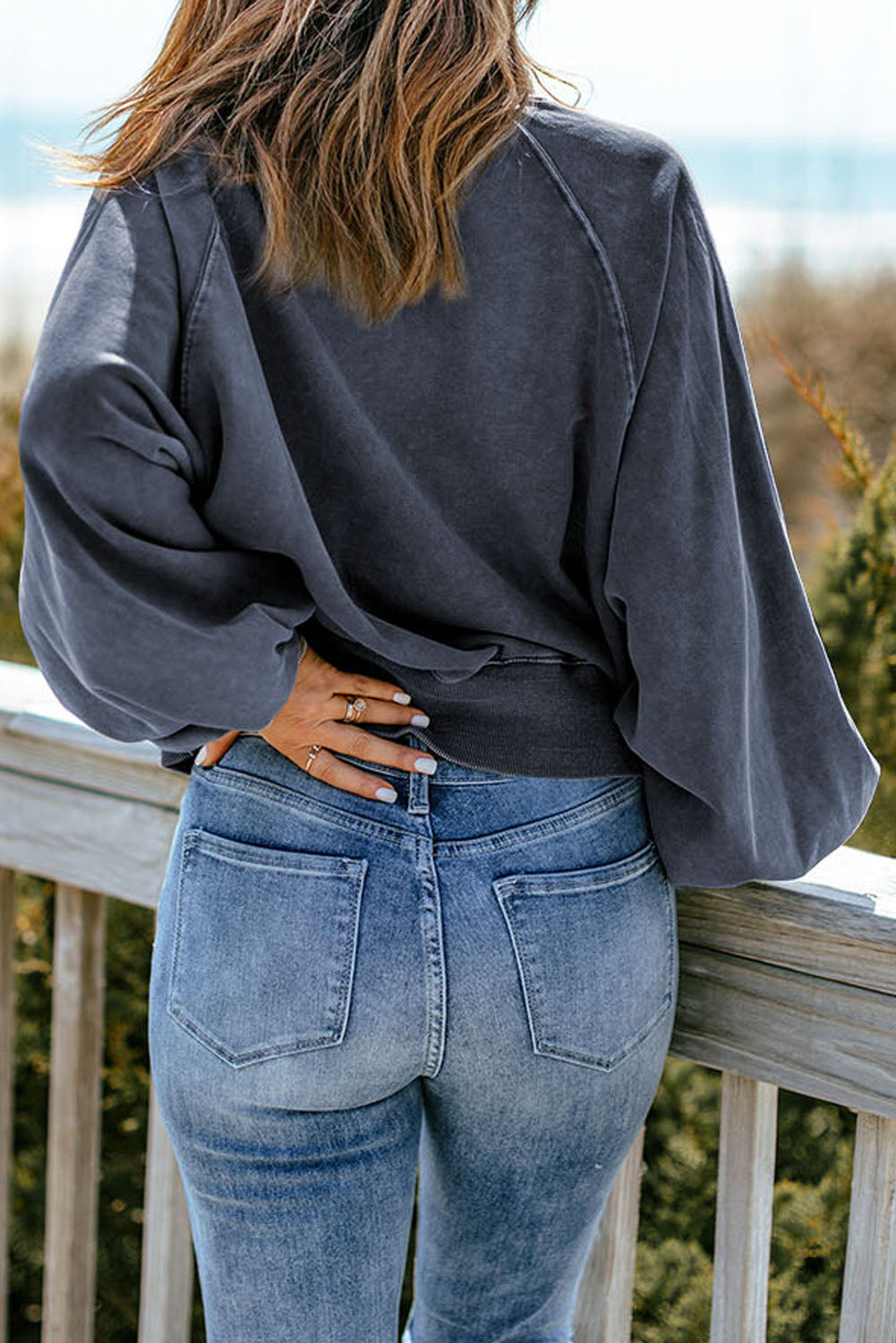 The Quarter-Snap Lantern Sleeve Sweatshirt