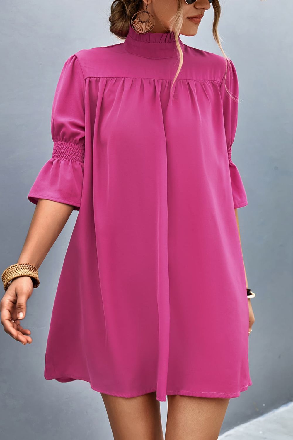 The Pink Frill Neck Dress