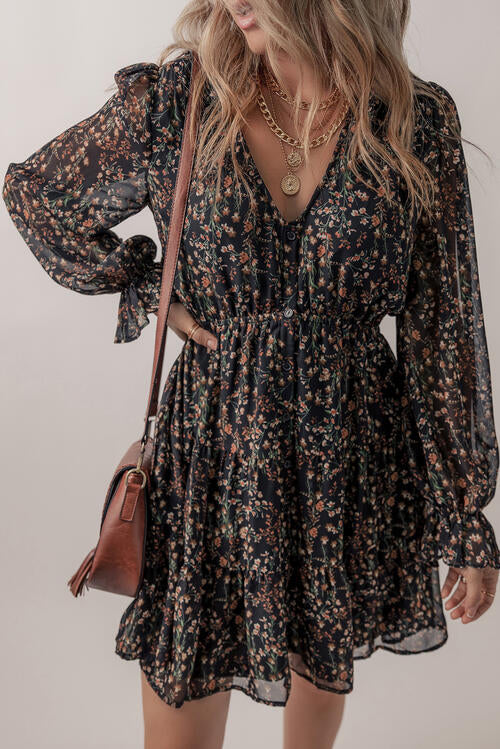 The Printed Flounce Sleeve Dress