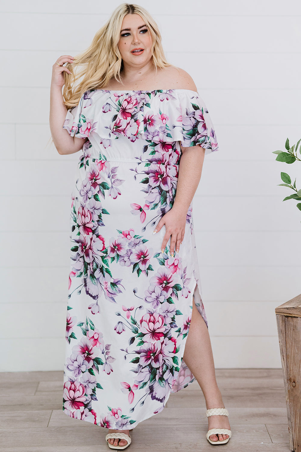 The Flutter Floral Off-Shoulder Layered Dress