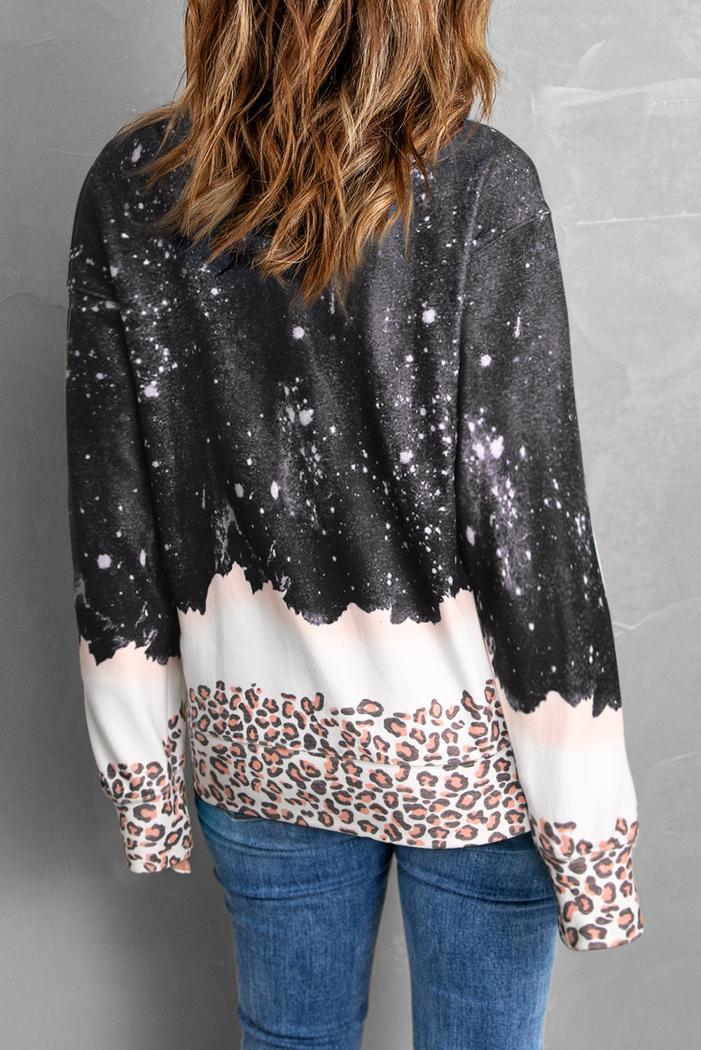 The MAMA Leopard Color Block Round Neck Sweatshirt