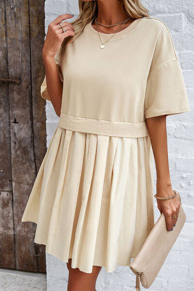 The Round Neck Dropped Shoulder Mini Dress