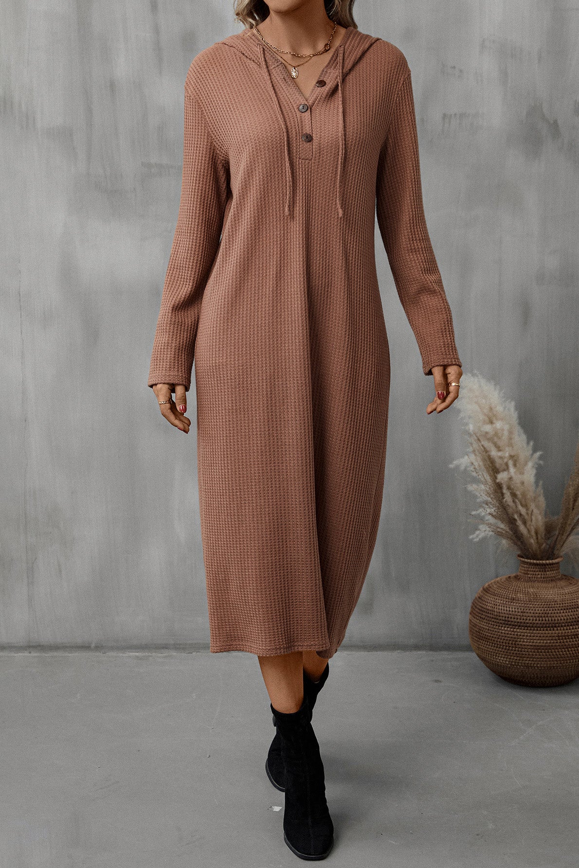 The Hooded Dress in Chocolate