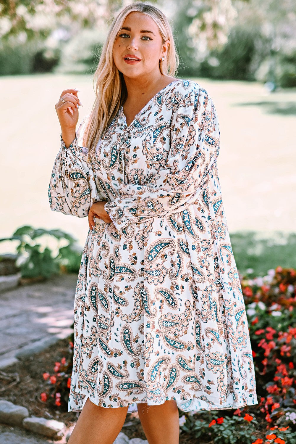 The Paisley Print Puff Sleeve Dress