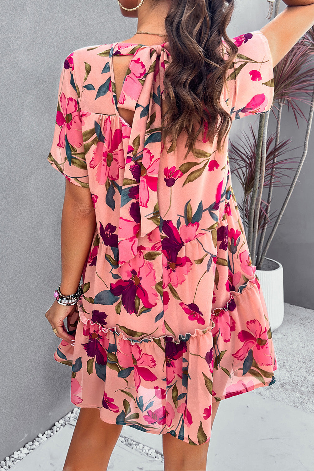 The Floral Printed Tie Back Mini Dress