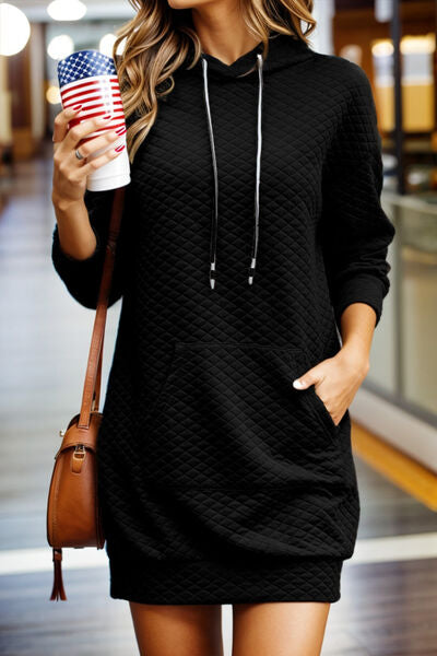 The Drawstring Hooded Long Sleeve Mini Dress