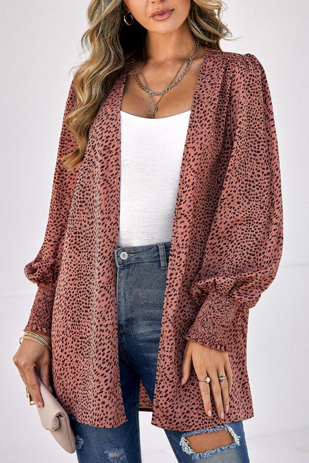 The Leopard Print Balloon Sleeve Cardigan