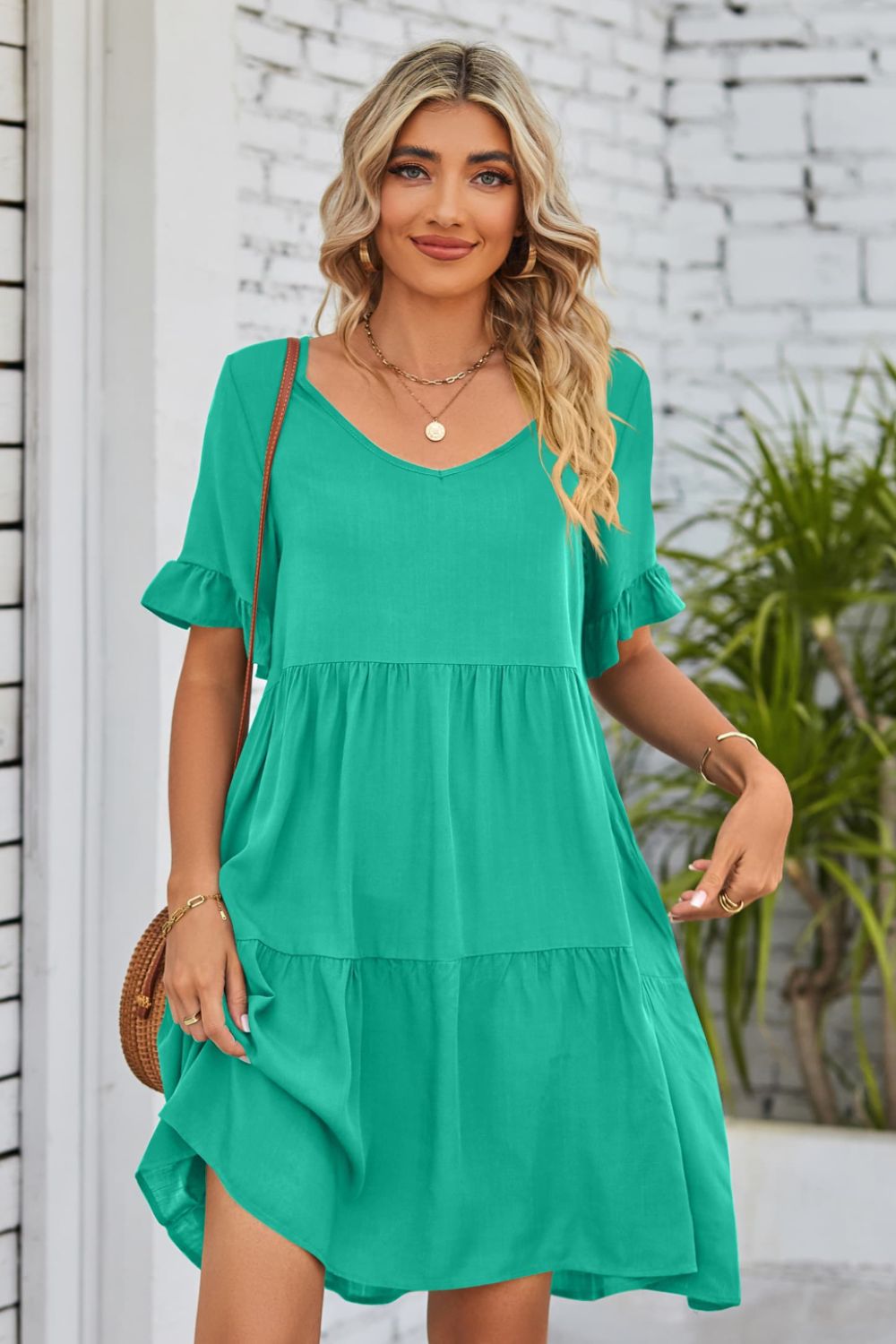 The Flowy Flounce Sleeve Tiered Dress