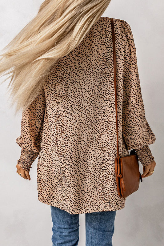 The Leopard Print Balloon Sleeve Cardigan