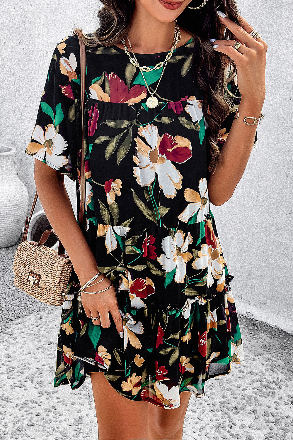 The Floral Printed Tie Back Mini Dress