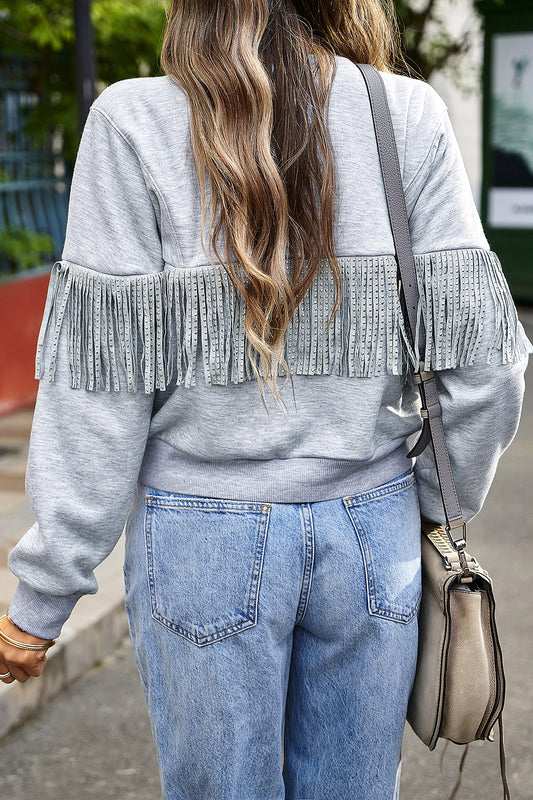 The Round Neck Fringe Detail Sweatshirt