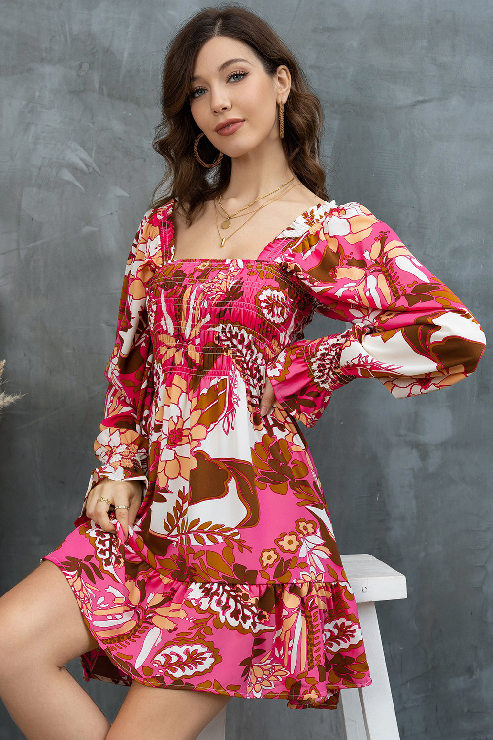 The Floral Square Neck Dress