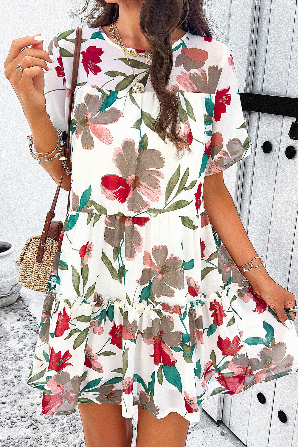 The Floral Printed Tie Back Mini Dress