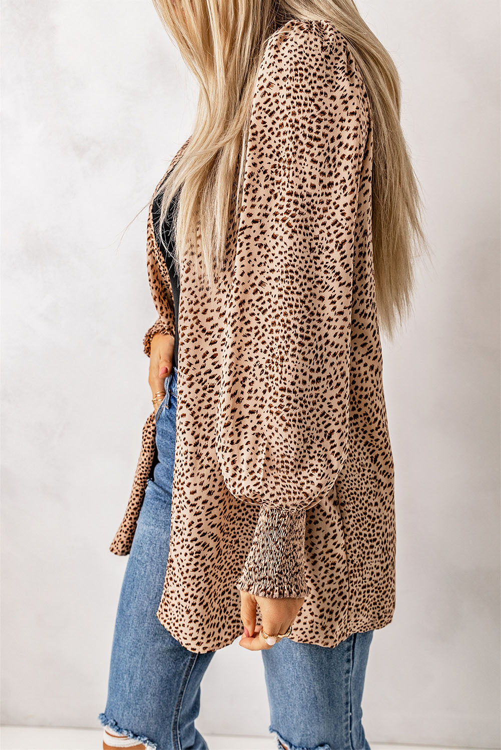 The Leopard Print Balloon Sleeve Cardigan