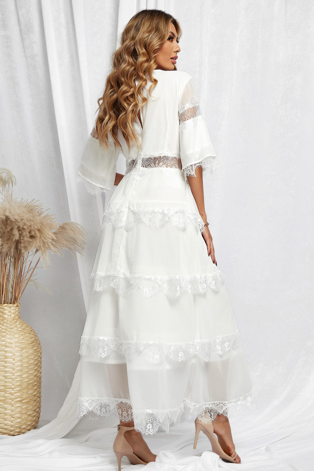 The White Whimsical Lace Maxi Dress