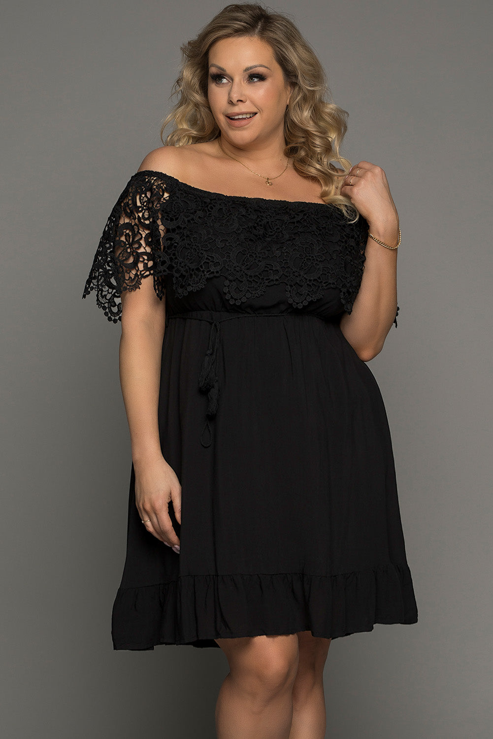 The Black Lace Off-Shoulder Dress