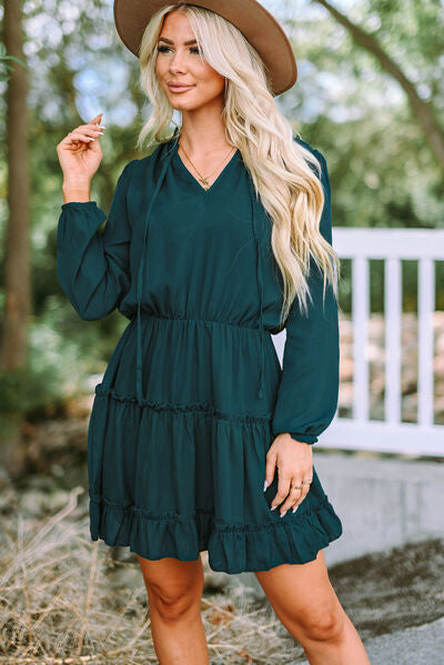 The Tie Neck Balloon Sleeve Dress