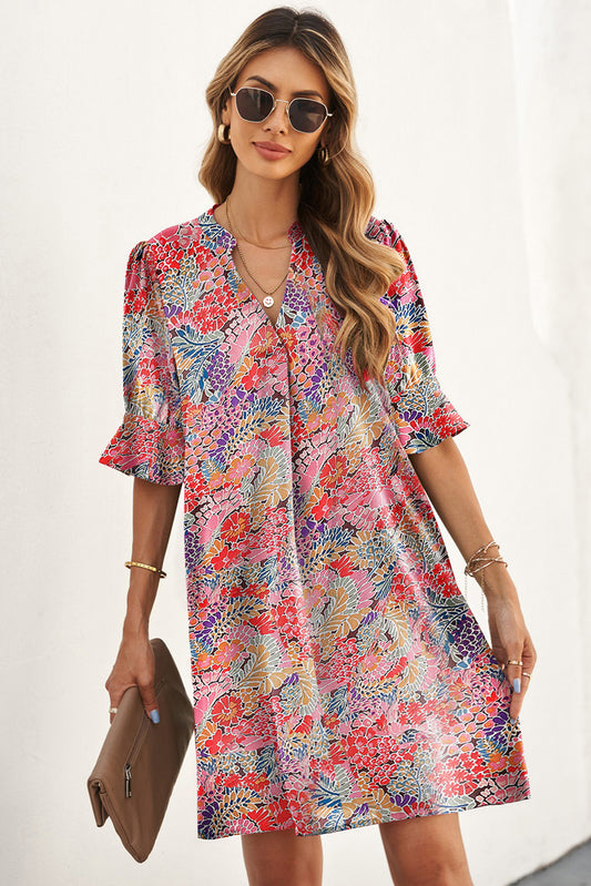 The Multi-Color Flounce Sleeve Shift Dress