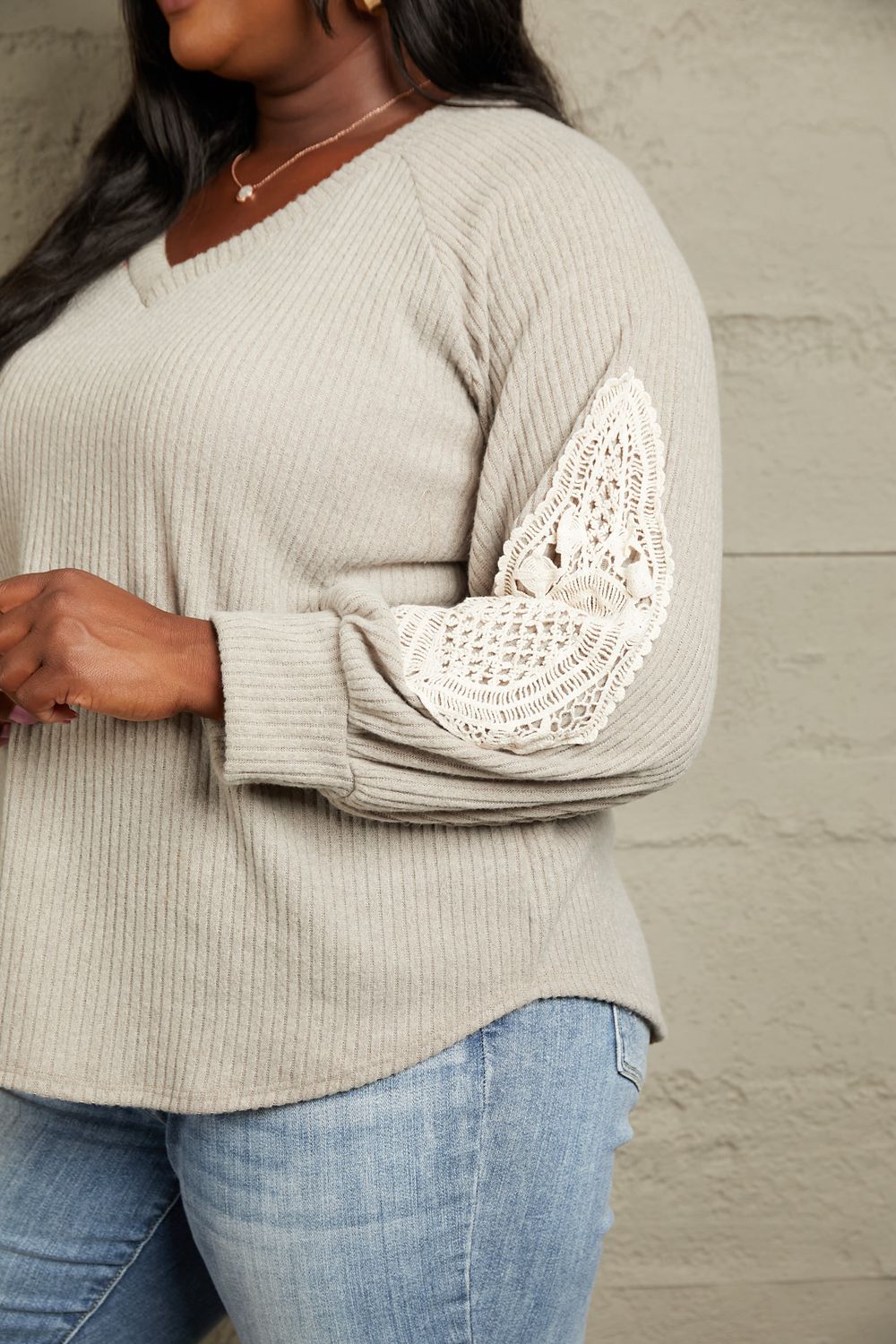 The Lace Patch Detail Sweater