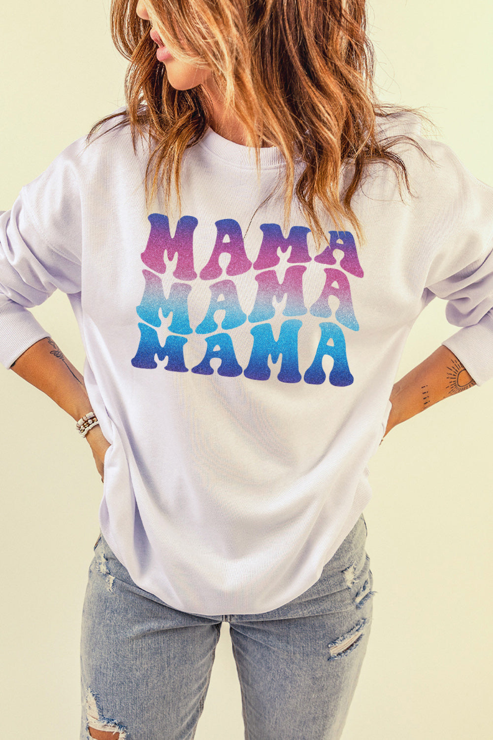 The Bright + Bold MAMA Gradient Graphic Dropped Shoulder Sweatshirt