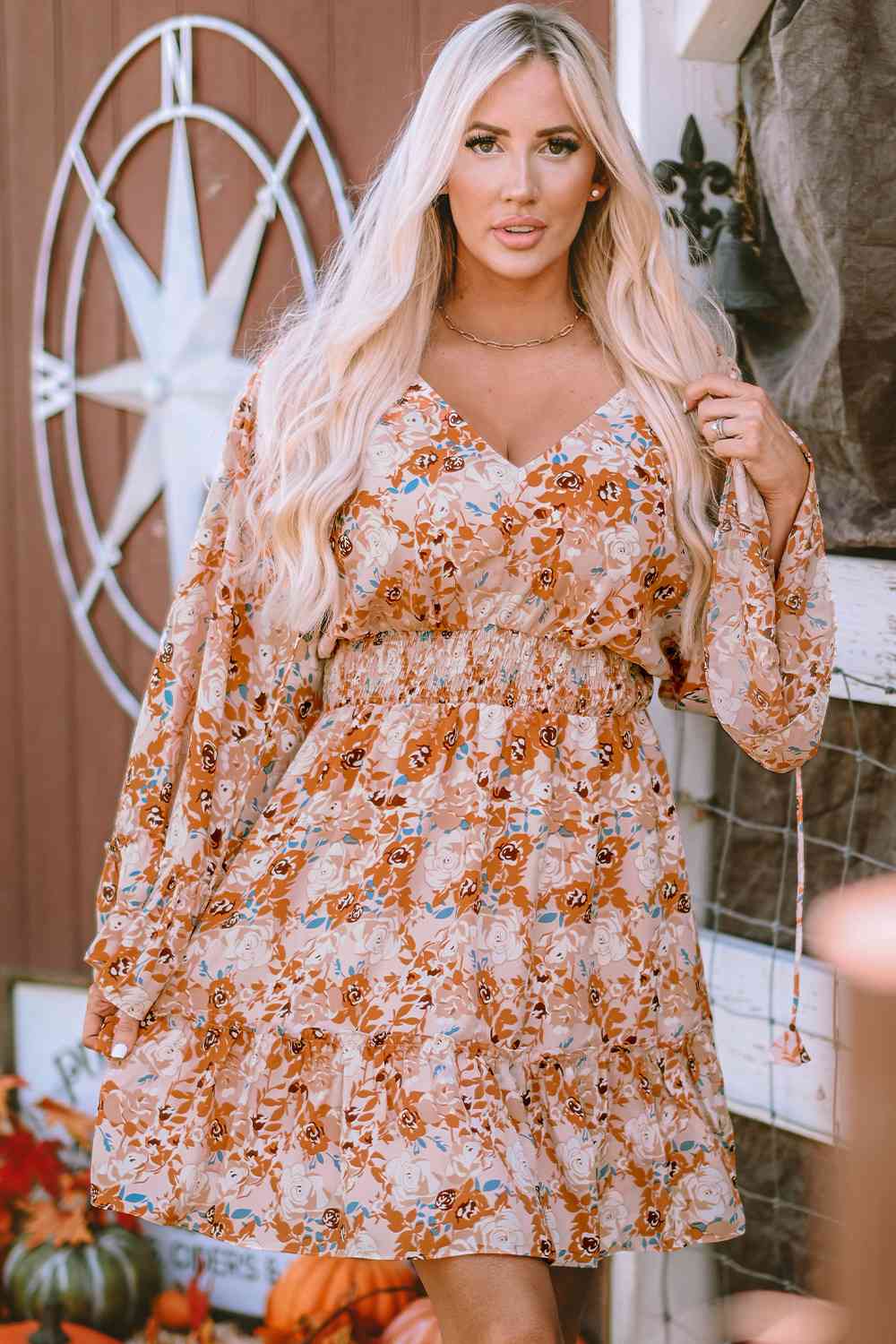 The Fall Floral Smocked Dress