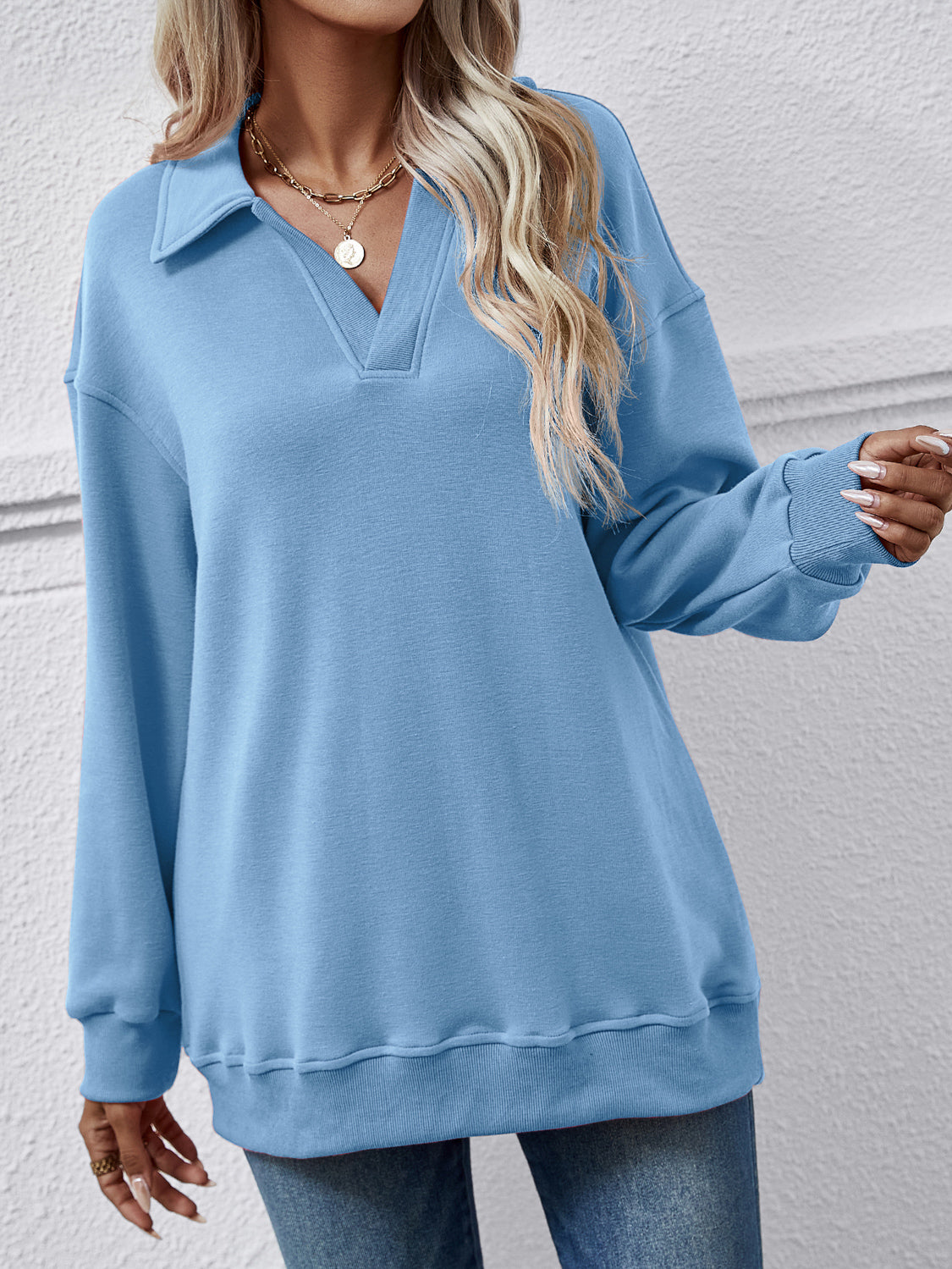 The Collared Neck Dropped Shoulder Sweatshirt