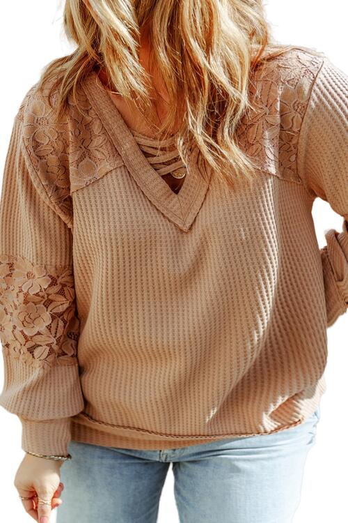 The Perfectly Plus Size Waffle -Knit Blouse