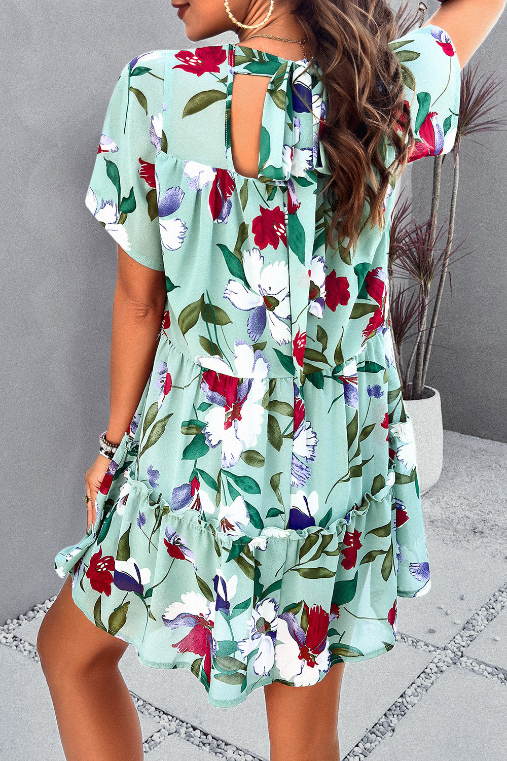 The Floral Printed Tie Back Mini Dress