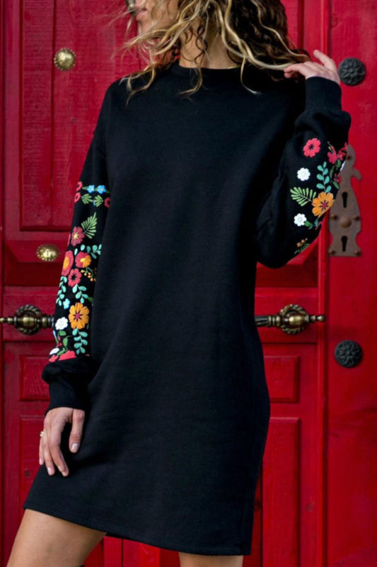 The Floral Accent Long Sleeve Dress