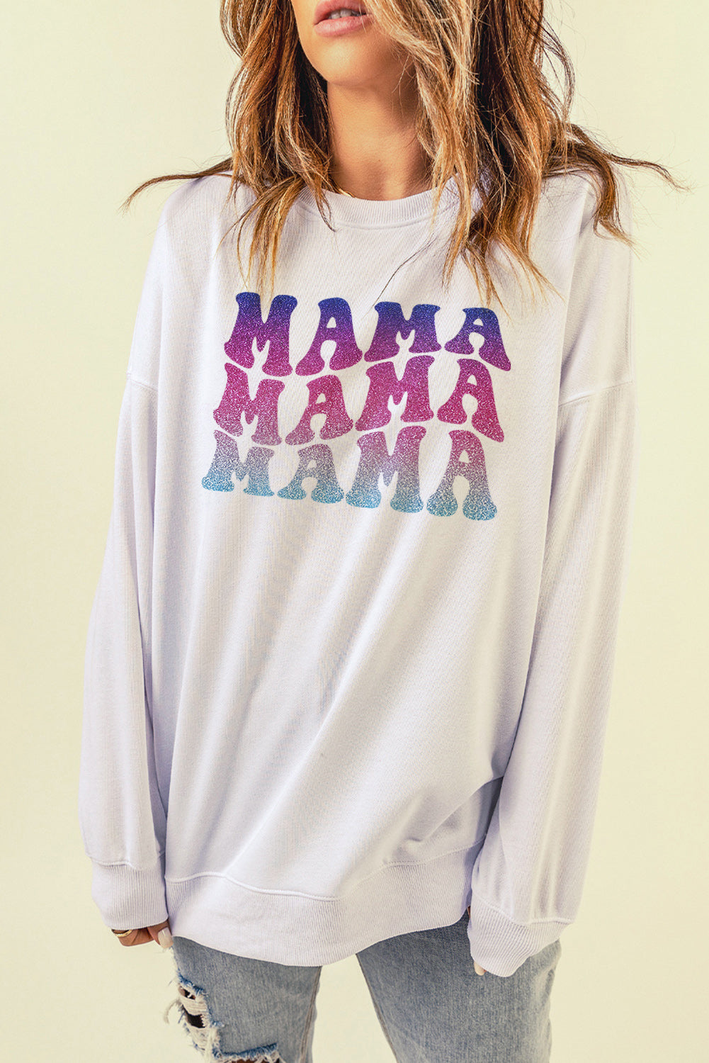 The Bright + Bold MAMA Gradient Graphic Dropped Shoulder Sweatshirt