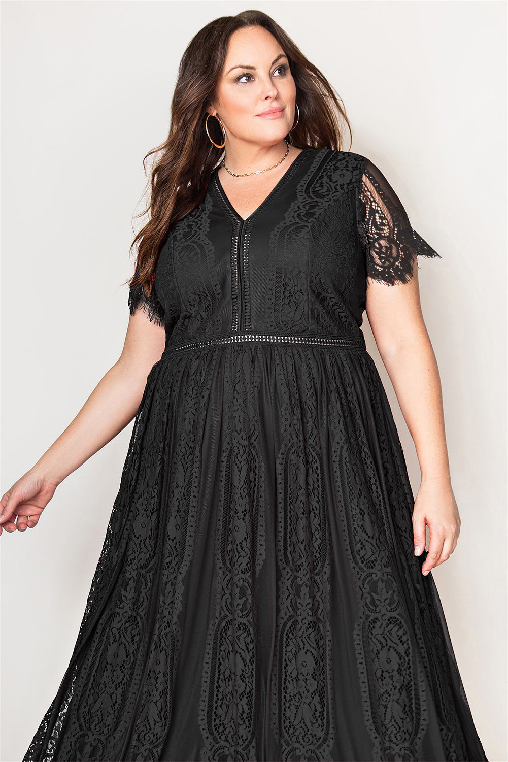 The Intricate Black Lace Maxi Dress