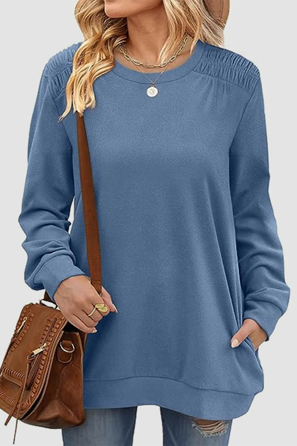 The Ruched Round Neck Sweatshirt