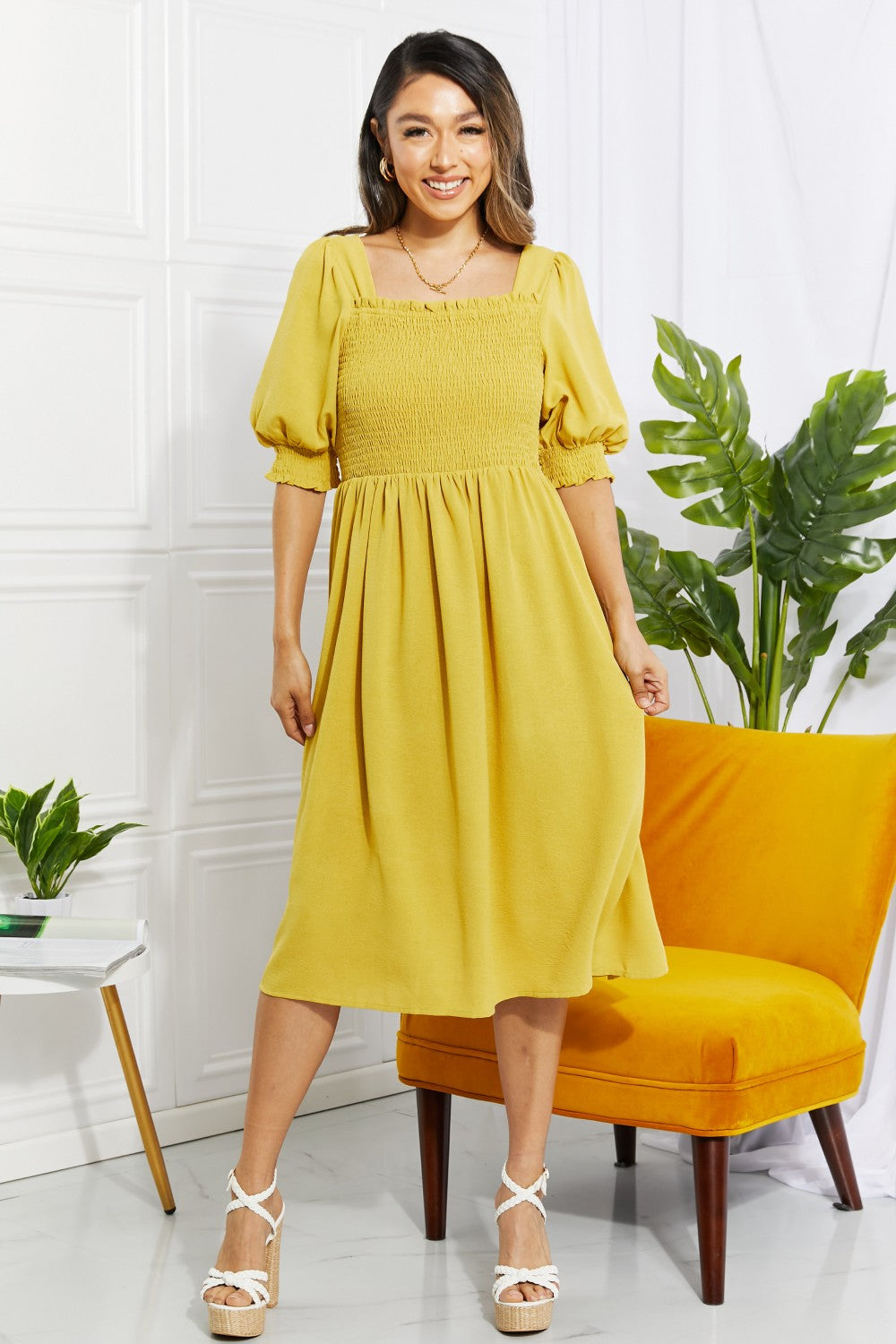 The Love You Forever Square Neck Midi Dress