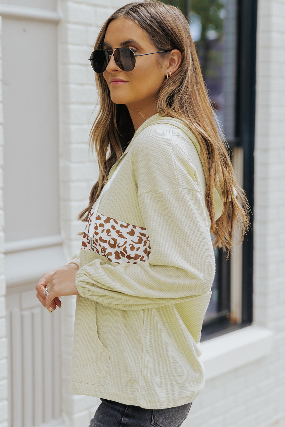 The Leopard Half-Zip Dropped Shoulder Hoodie