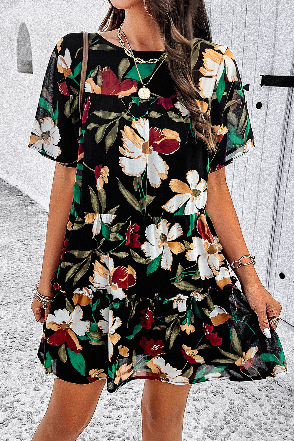 The Floral Printed Tie Back Mini Dress