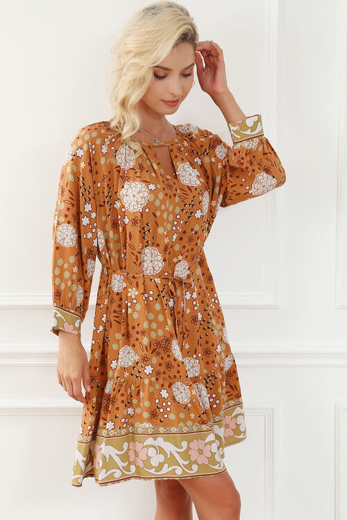 The Floral Cutout Tied Front Mini Dress