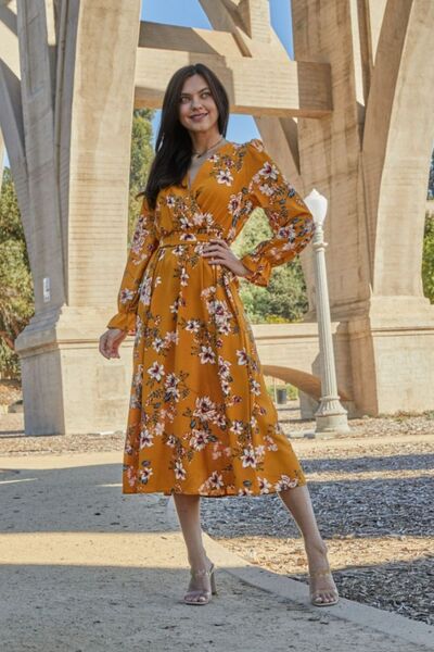 The Floral Tie Back Flounce Sleeve Dress